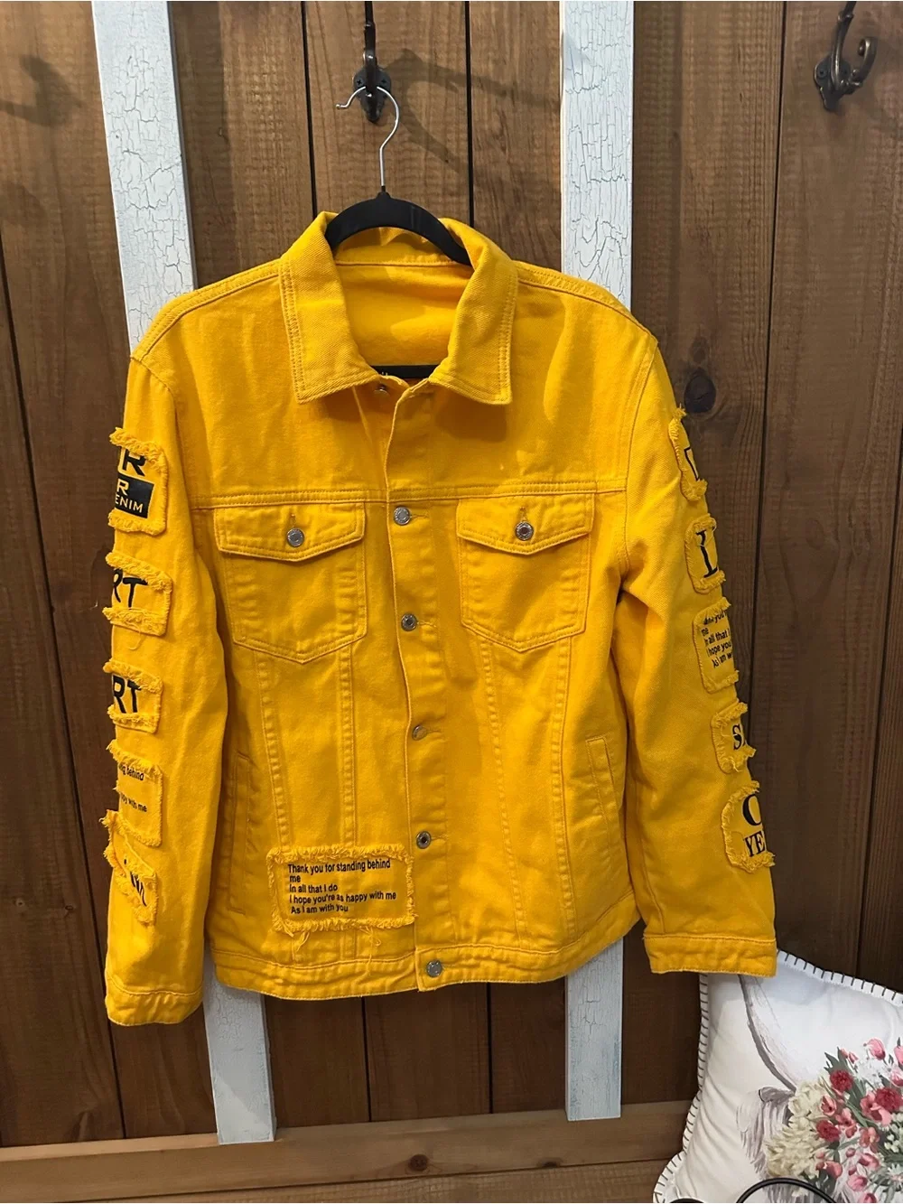 Men's Yellow Denim Jacket - Casual Button-Up Coat